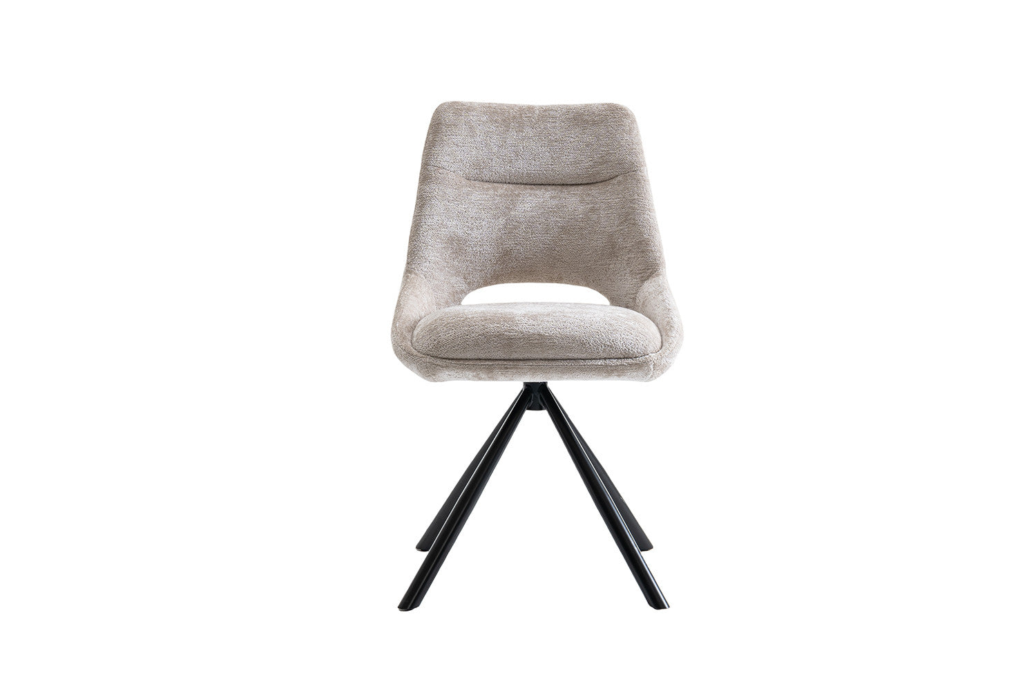 Tavero Eetkamerstoel - Beige Bouclé met Zwart Metalen Onderstel